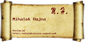 Mihalek Hajna névjegykártya